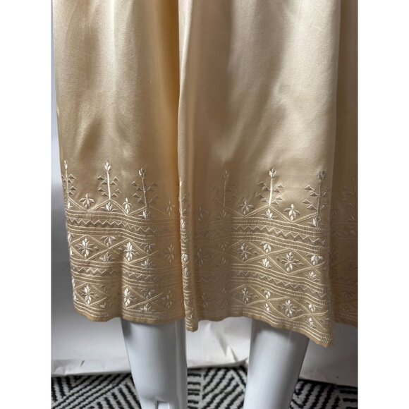 Vintage Levante Womens Silk Embroidered Midi Skirt Size 14 Cream Made In China - Picture 11 of 16